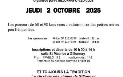 Randonnée du Vin doux – Jeudi 2 octobre 2025 – Gillonnay (38)